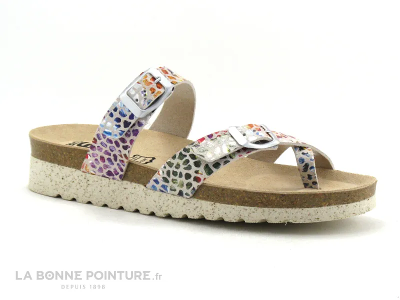 Achat chaussures Bio Life Femme Entre-doigts, vente Bio Life 1934-2 - Pois multicolores - Tong reglable Femme
