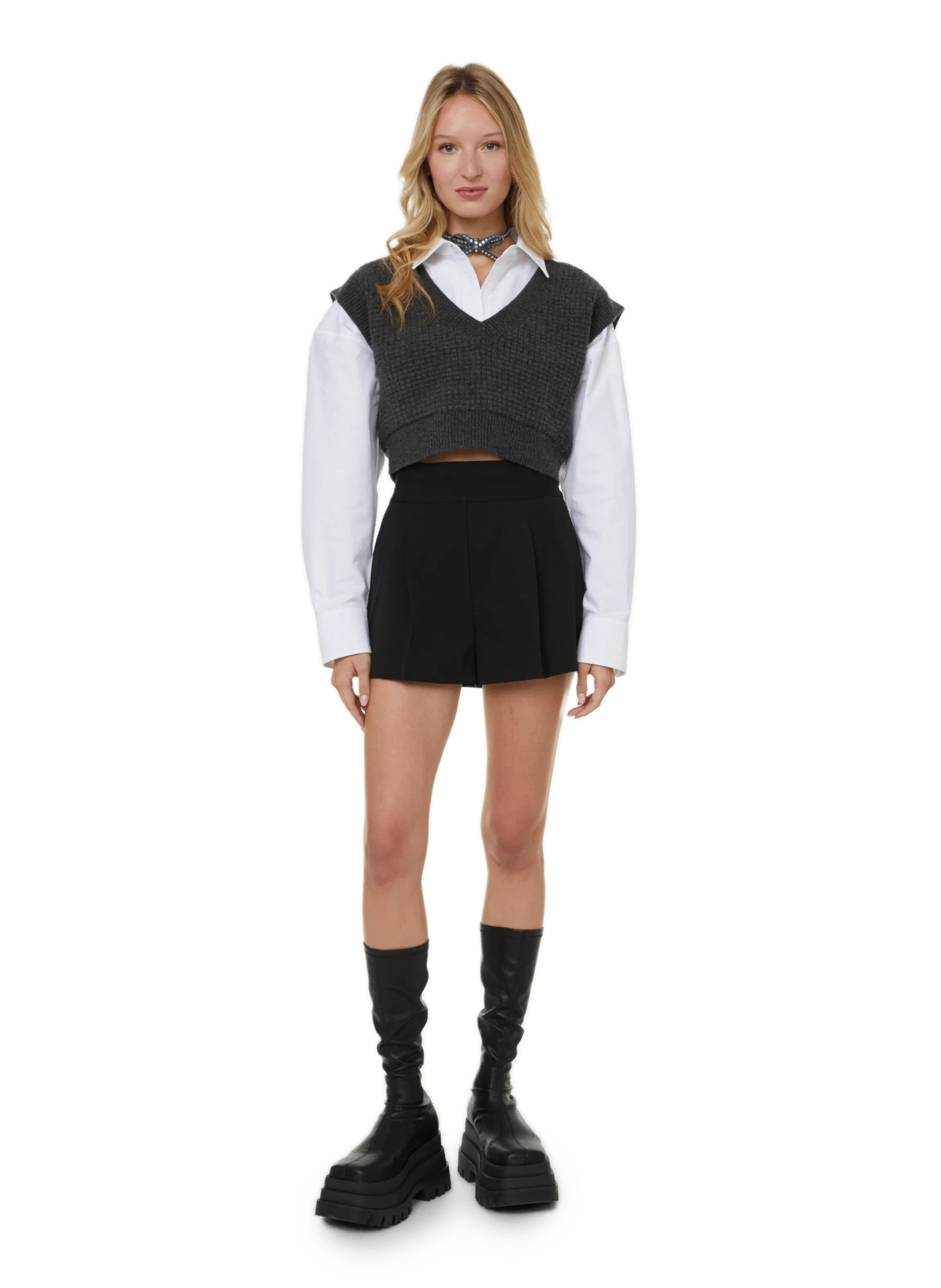 ALEXANDER WANG  Pull-chemise en laine - Gris