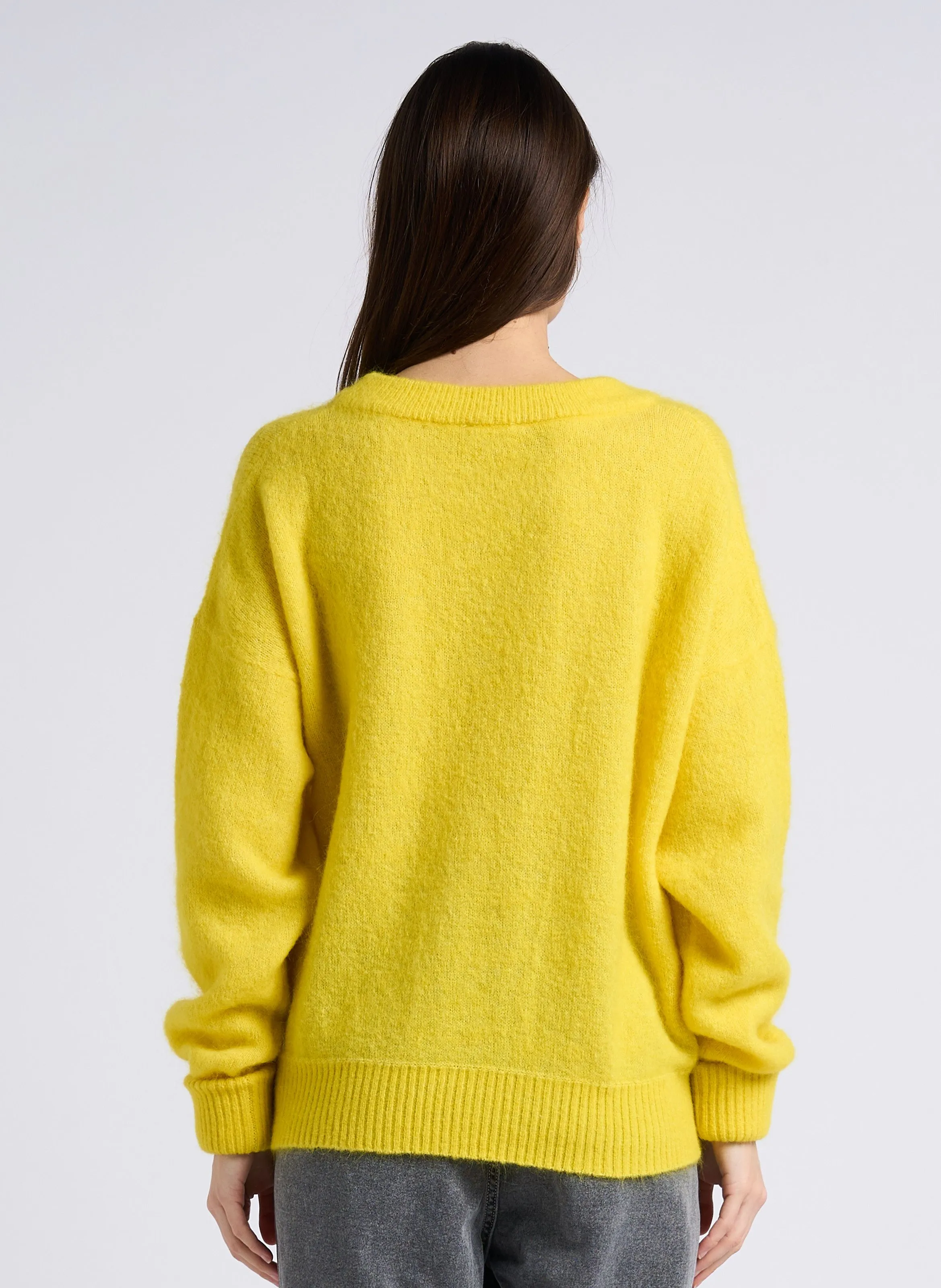 AMERICAN VINTAGE  Pull ample col rond en laine mélangée vitow - Jaune