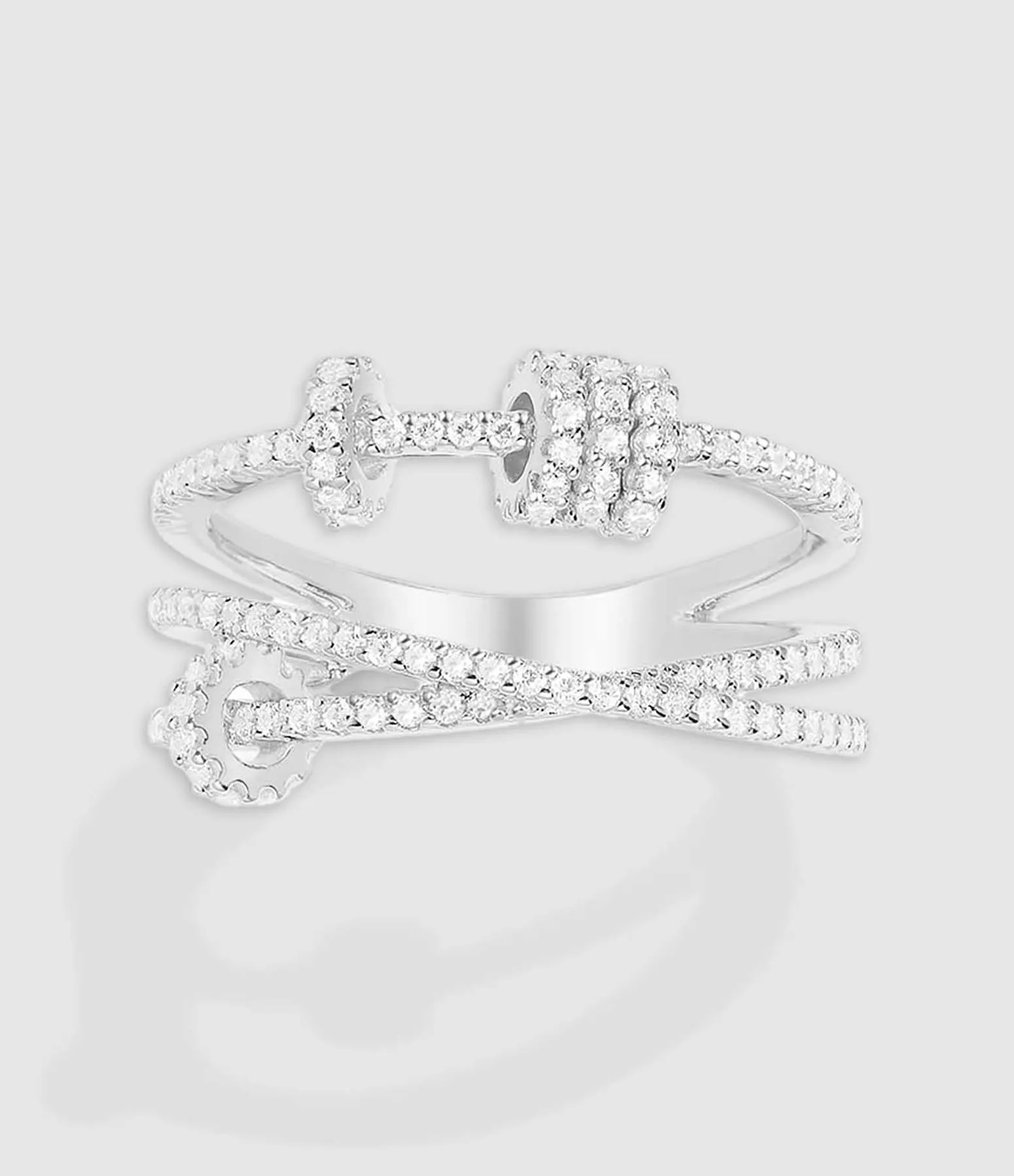APM MONACO Partager  Bague Croisette 3 Anneaux Coulissants Argent  