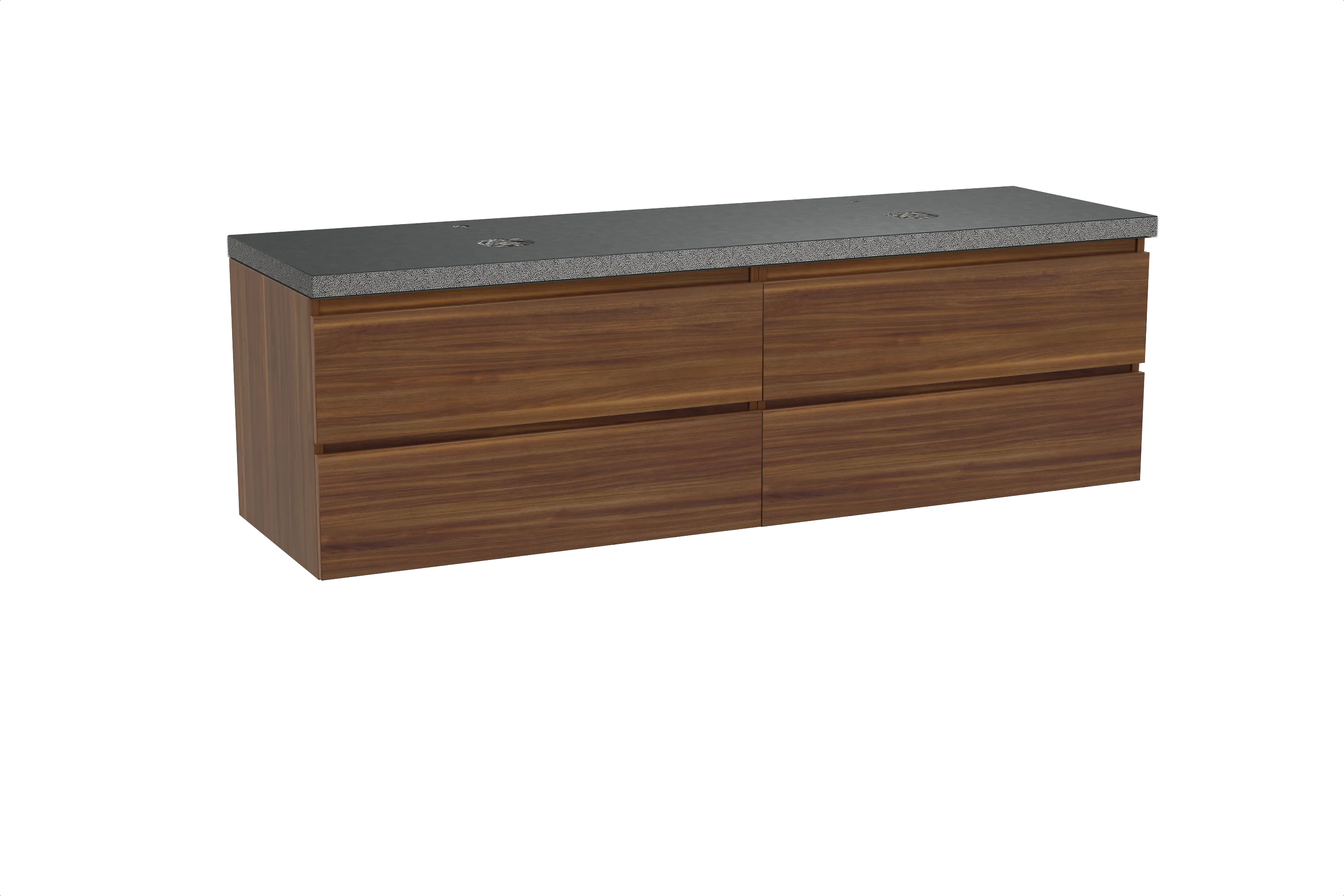 Balmani Lucida meuble salle de bains suspendu 180 x 55 cm noyer américain avec Rock tablette double en granit noir