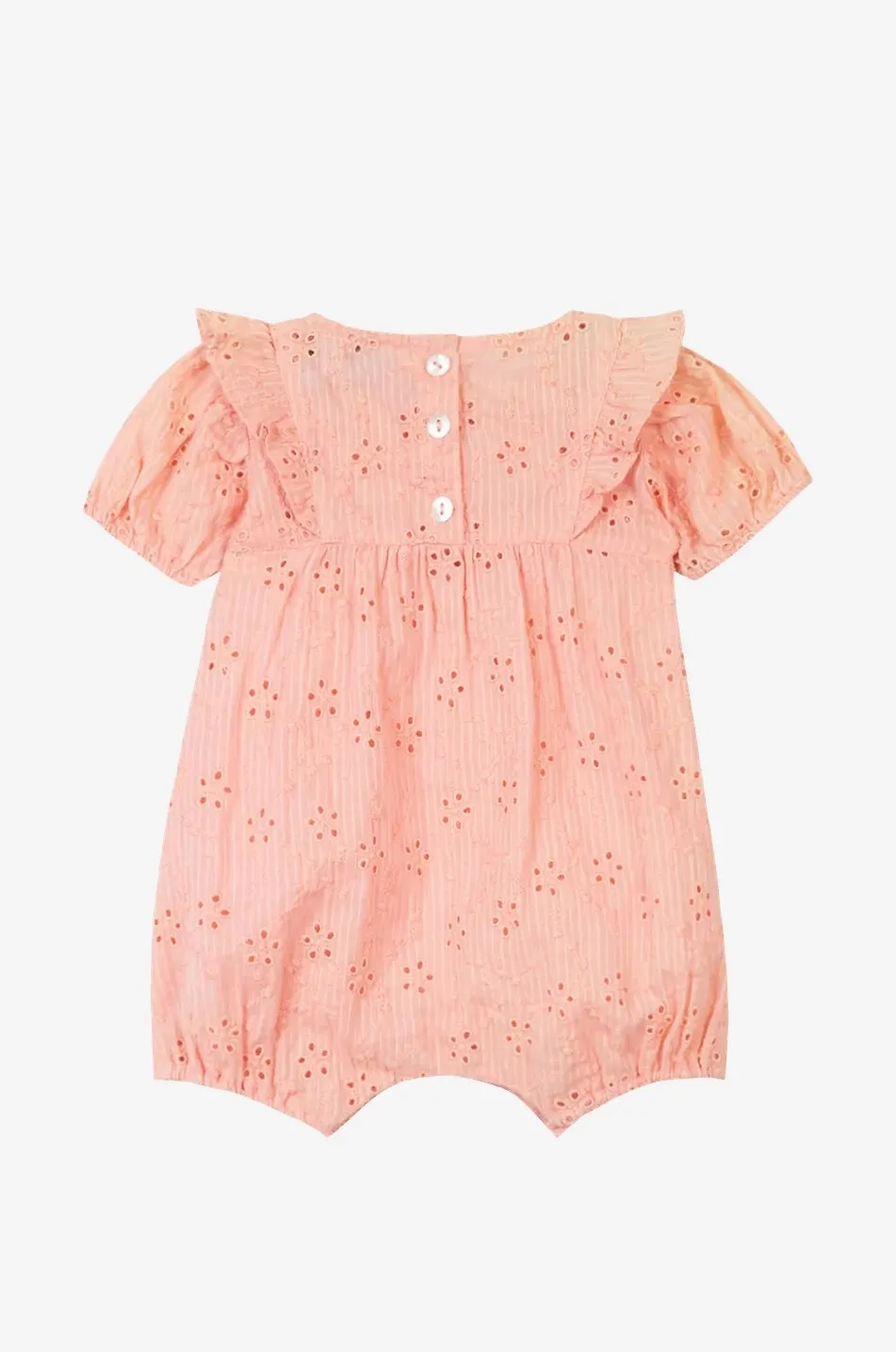 Barboteuse bébé en voile à broderies anglaises