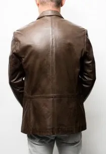 Blazer cuir agneau wax Giovanni Marron