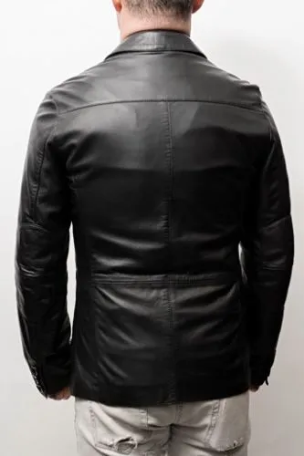 Blazer en cuir d'agneau black skin homme noir New Blazer