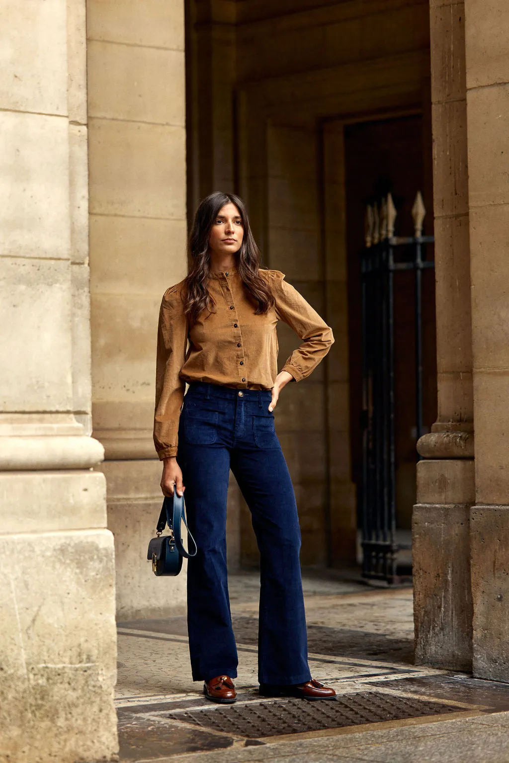 Blouse en velours camel - Blondie