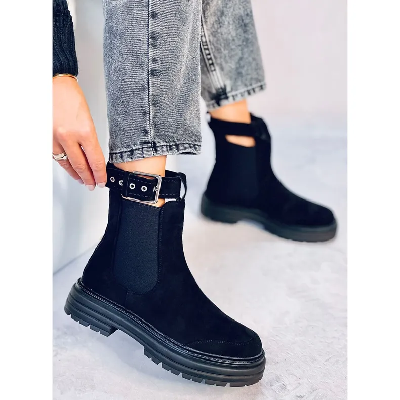 Bottines Chelsea femme Carls noires le noir