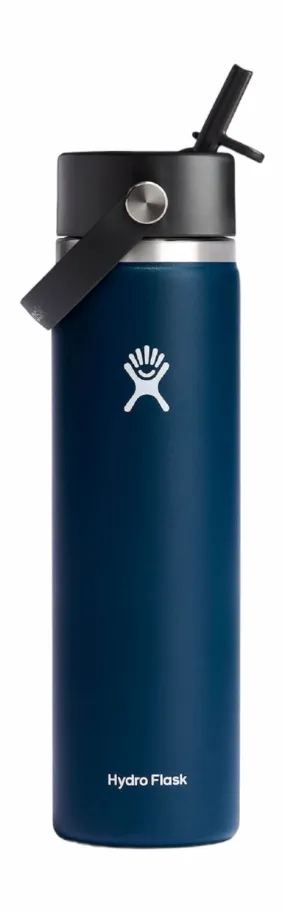 Bouteille Isotherme Hydro Flask Wide Mouth Flex Straw Cap Indigo 709 ml