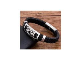 Bracelet en cuir véritable noir 2