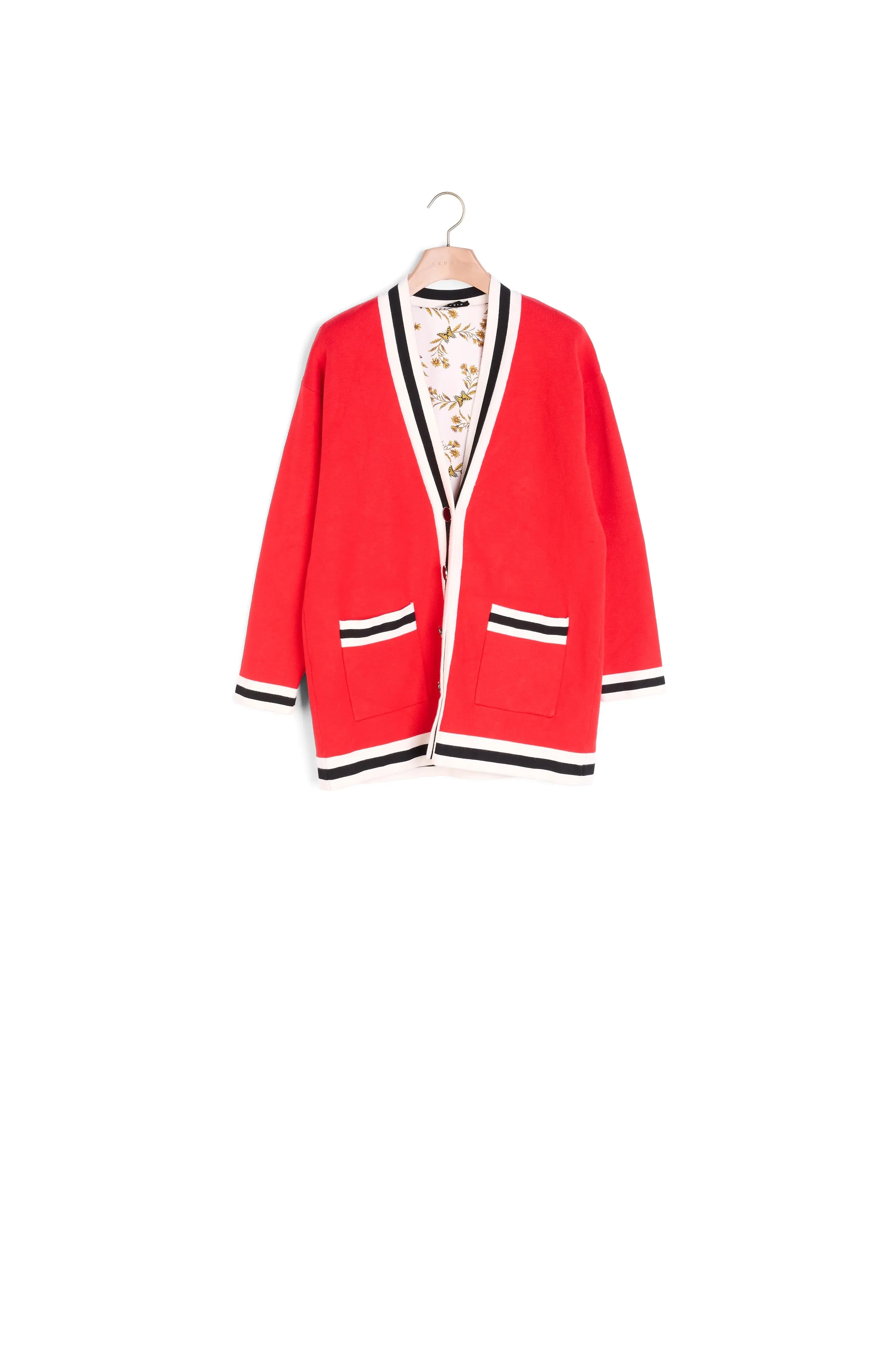 Cardigan long avec doublure imprimée