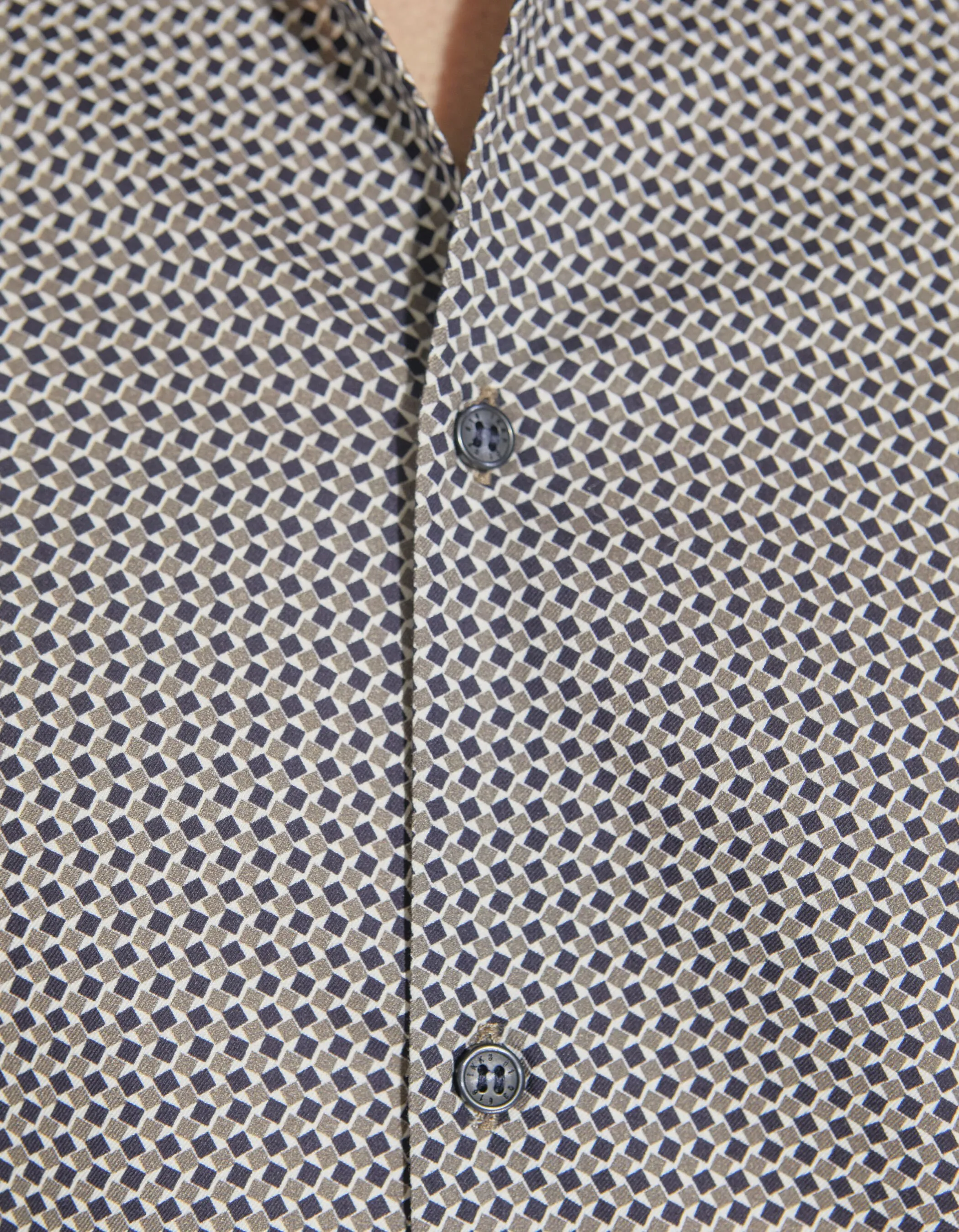 Chemise SLIM dark choco à imprimé géométrique Homme