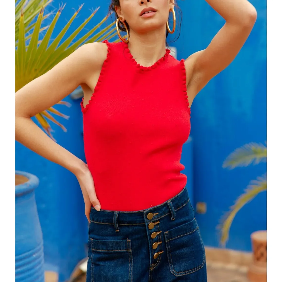 Debardeur DOLFERI rouge en viscose | 3 Suisses