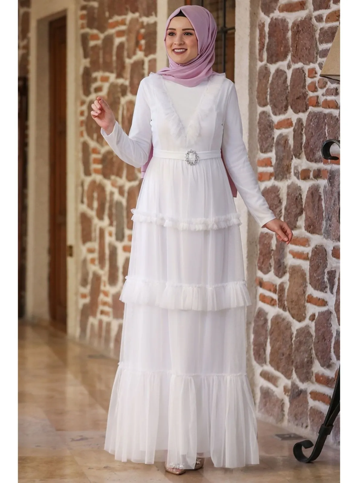Ecru - Modest Evening Dress