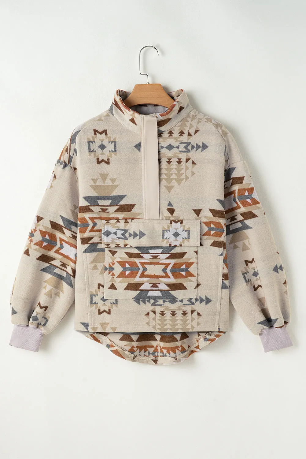Fatima | Pull décontracté à imprimé géométrique avec poche pour femme