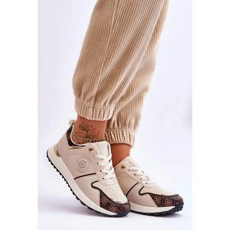 FG1 Chaussures de sport en cuir Rachel beige-marron tendance
