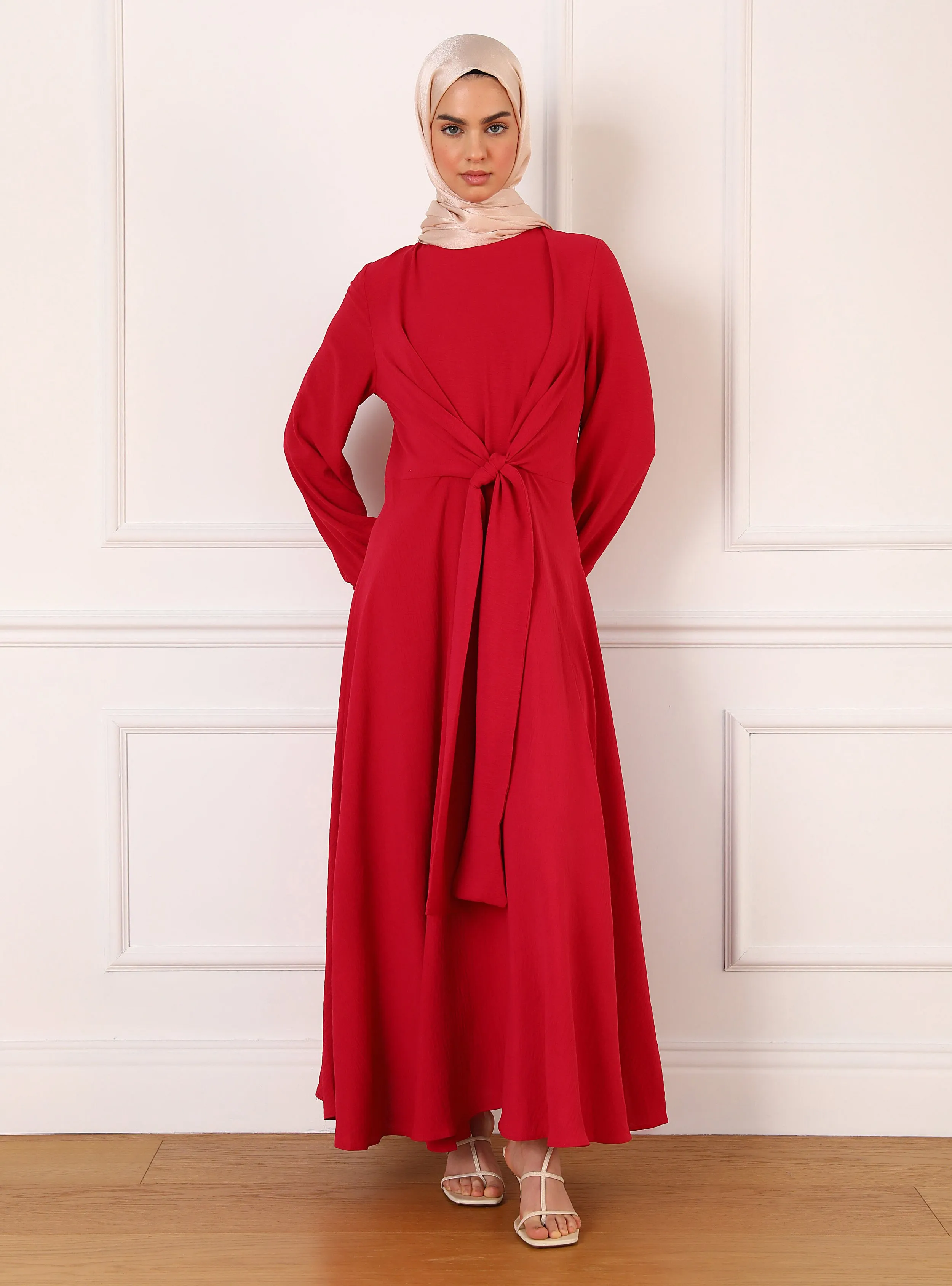 Fuchsia - Crew neck - Unlined - Modest Dress