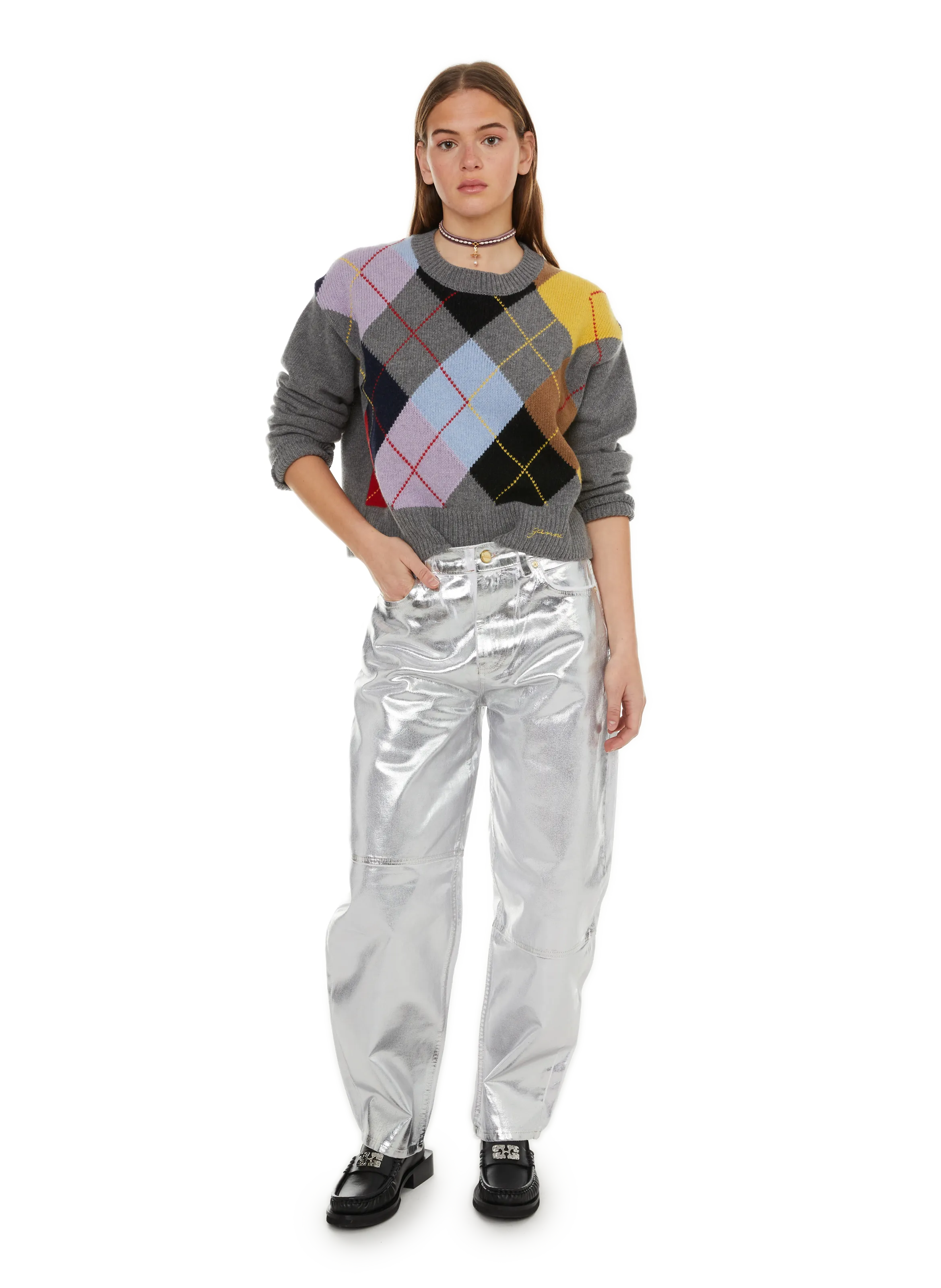 GANNI  Pull en laine - Gris