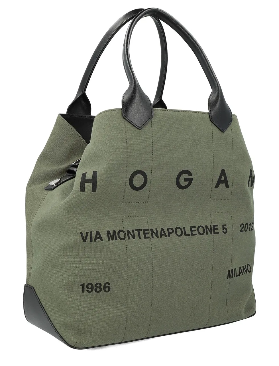 Hogan Sac à provisions Script Large en toile vert militaire
