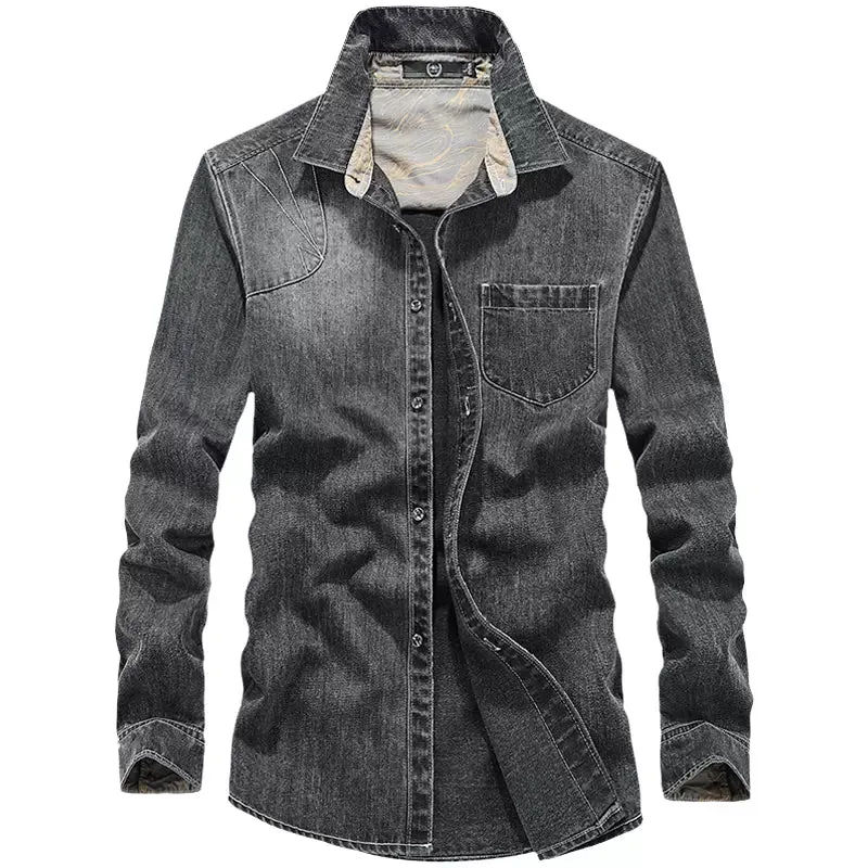Importé - Chemise Homme Jean Décontracté Manches Longues Tendance