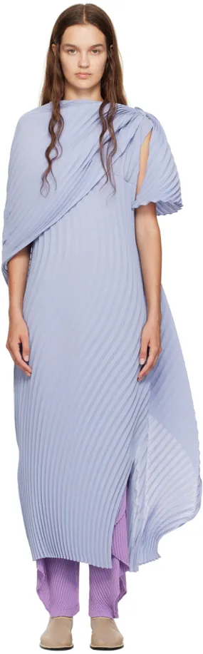   ISSEY MIYAKE  Purple Wrapped Pleats Maxi Dress