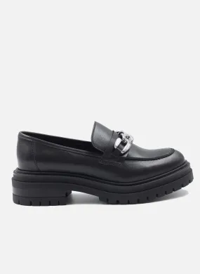 JULES & JENN  Mocassins crantés en cuir - Noir
