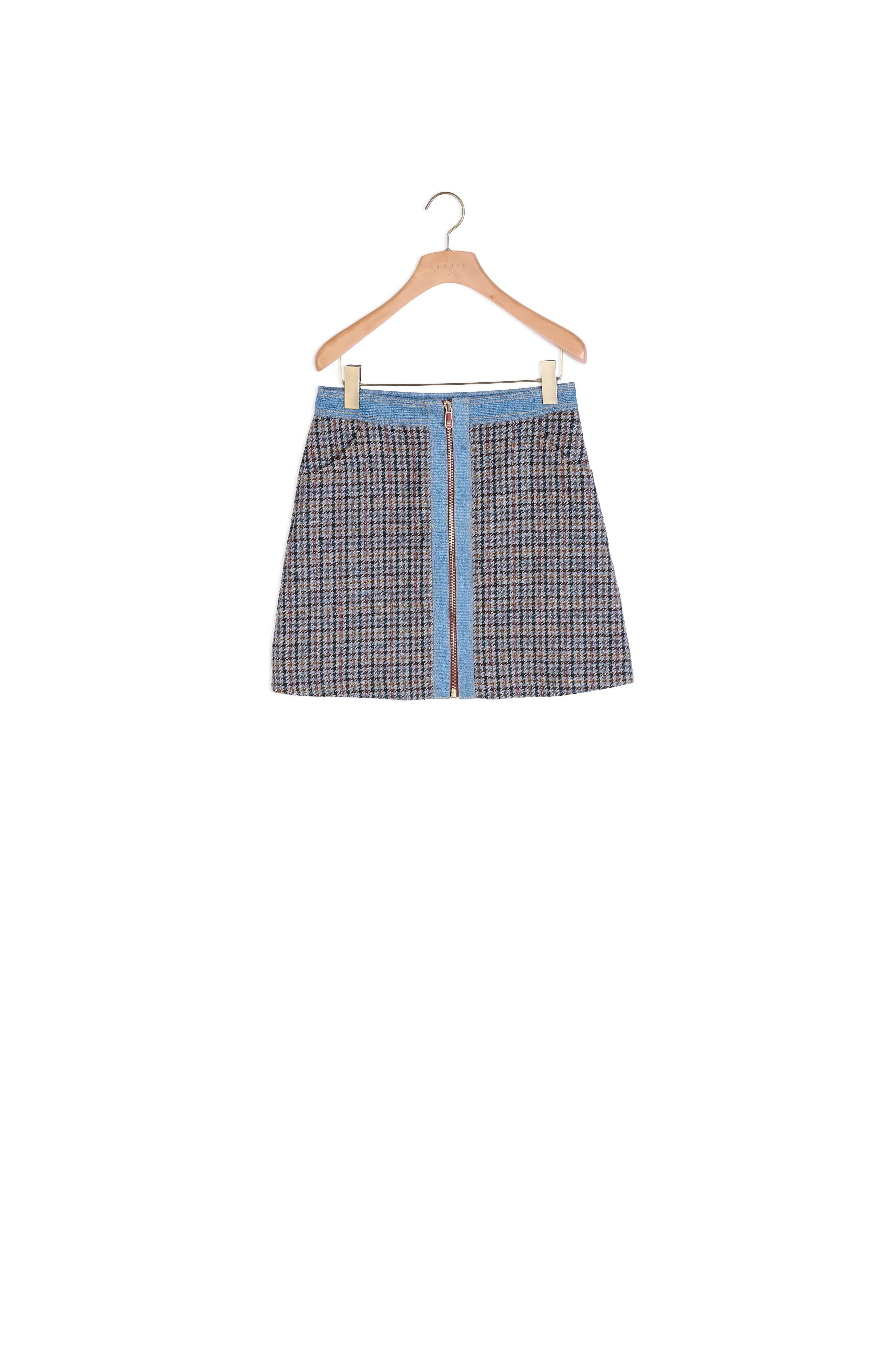 Jupe courte en tweed et jean
