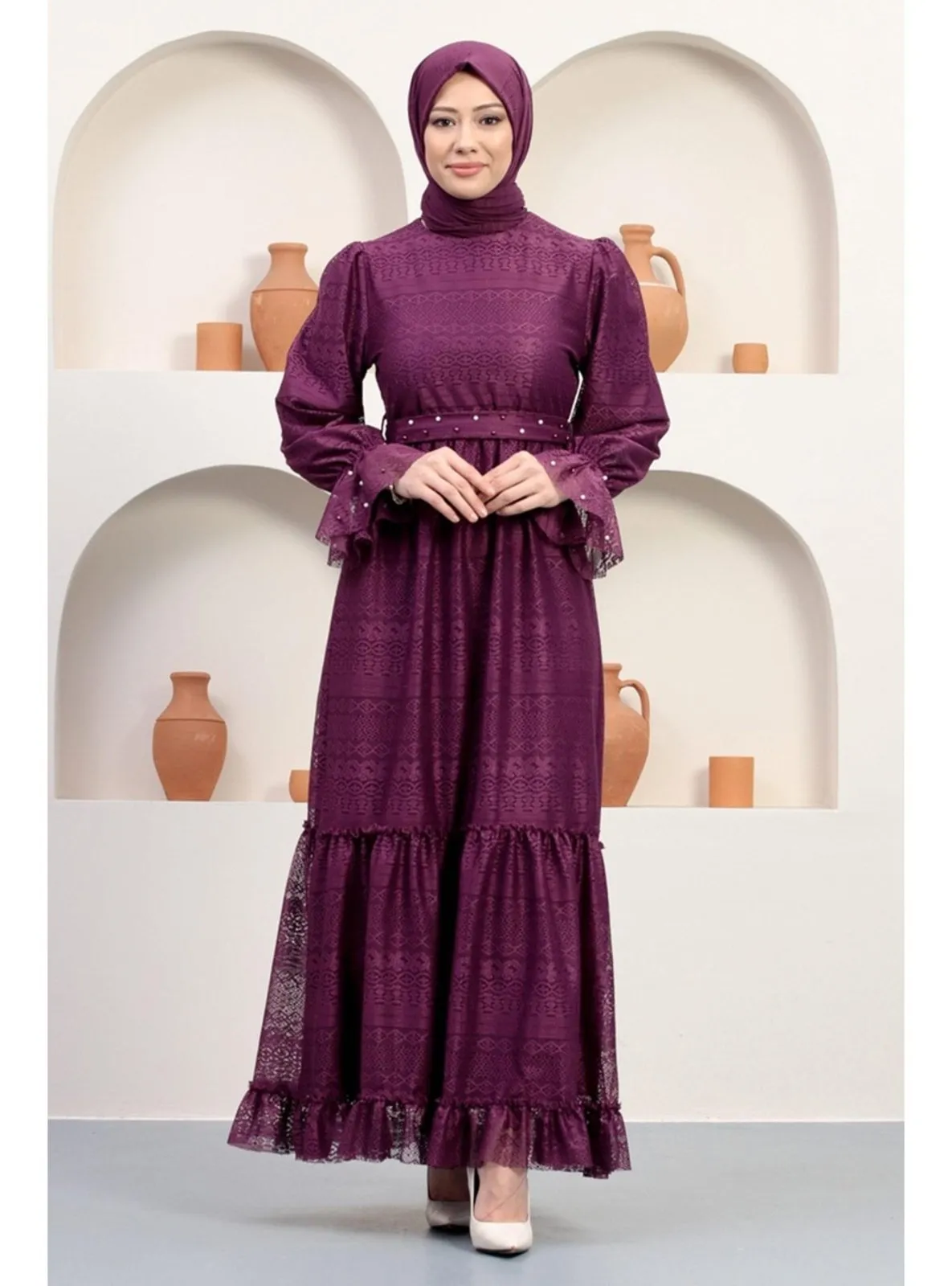 Maroon - Modest Evening Dress