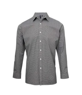 Microcheck chemise à manches longues homme noir/blanc Premier