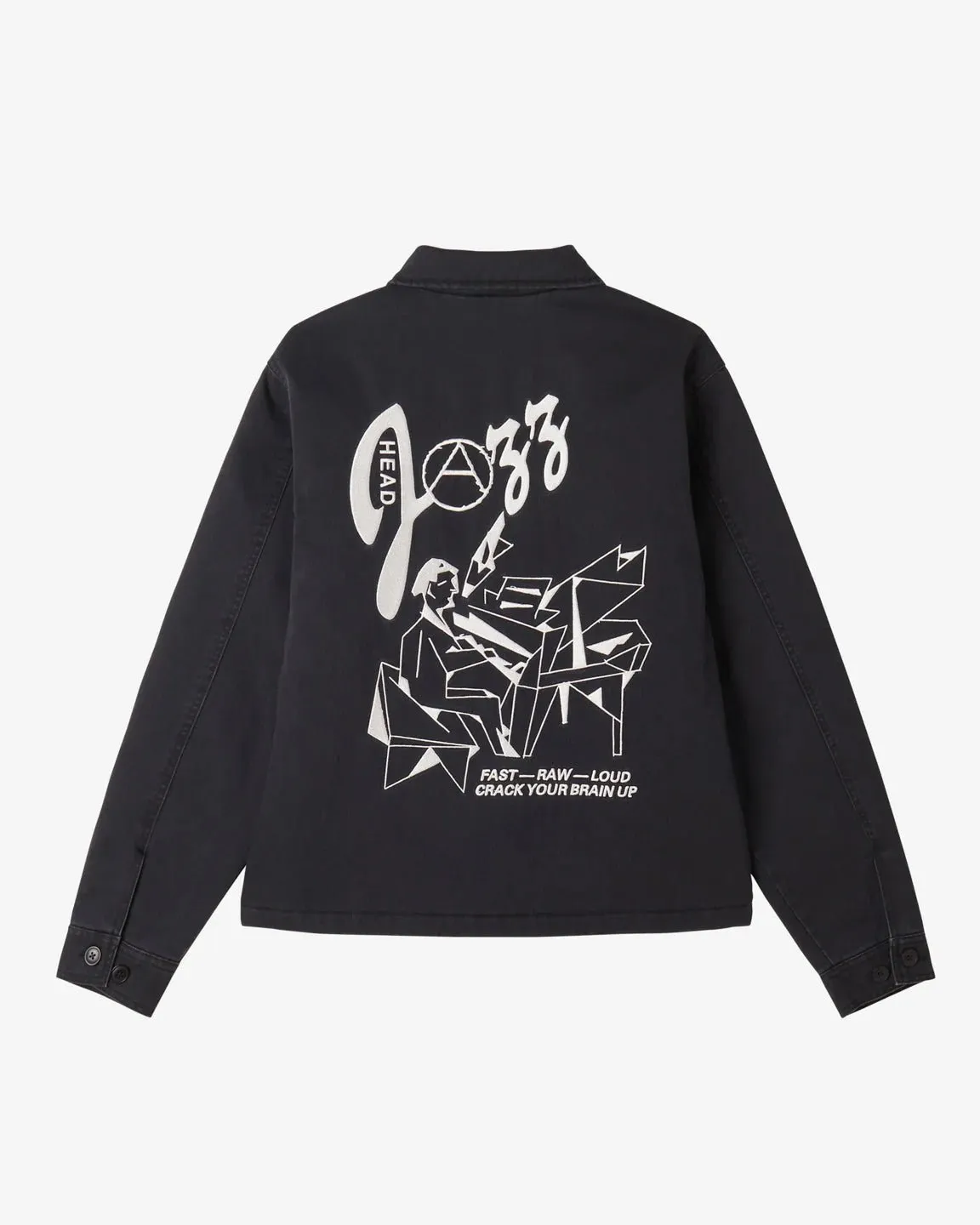 Obey - Head Jazz Zip Up Jacket - Digital Black Faded Wash