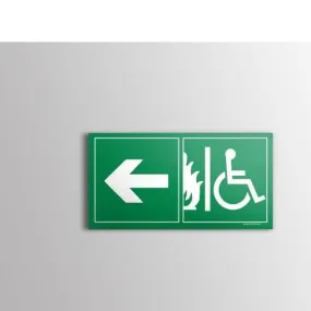 Panneau évacuation handicapé sortie de secours gauche autocollant - 100x200 mm