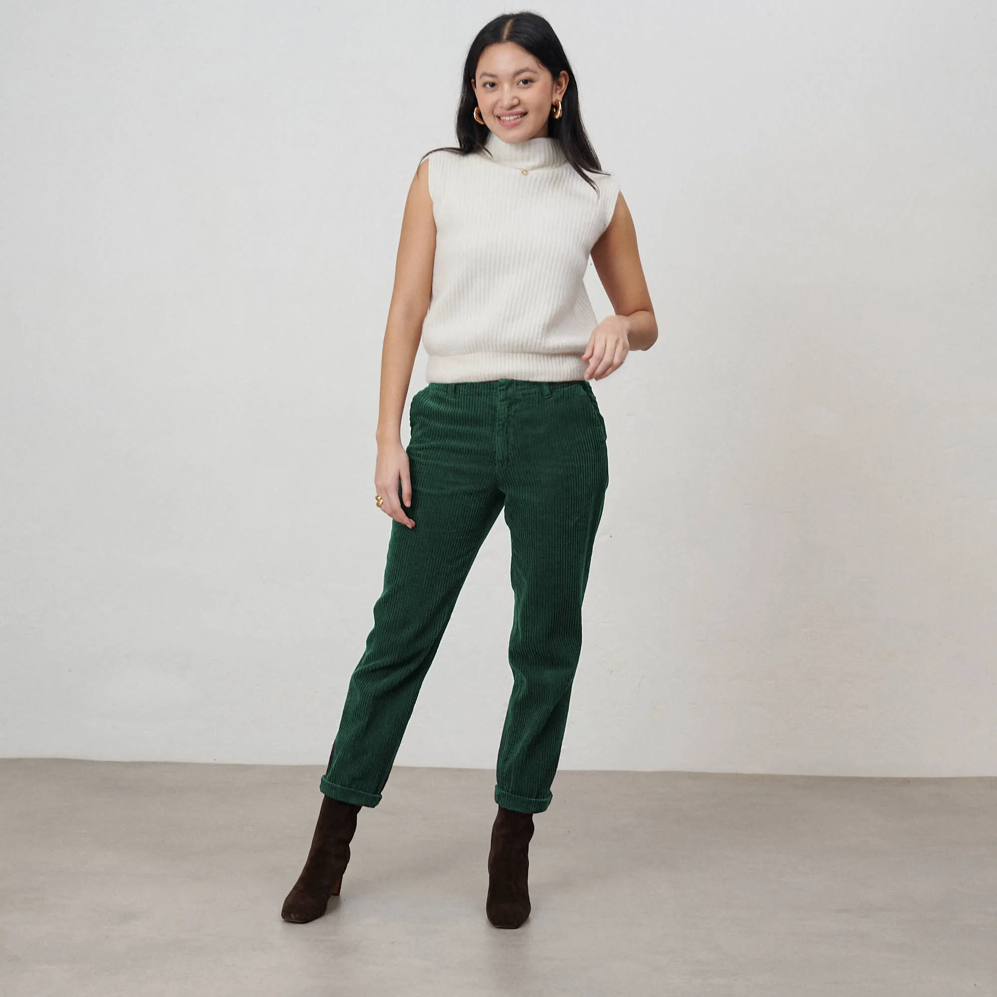 Pantalon Droit Velours LOGAN Forest