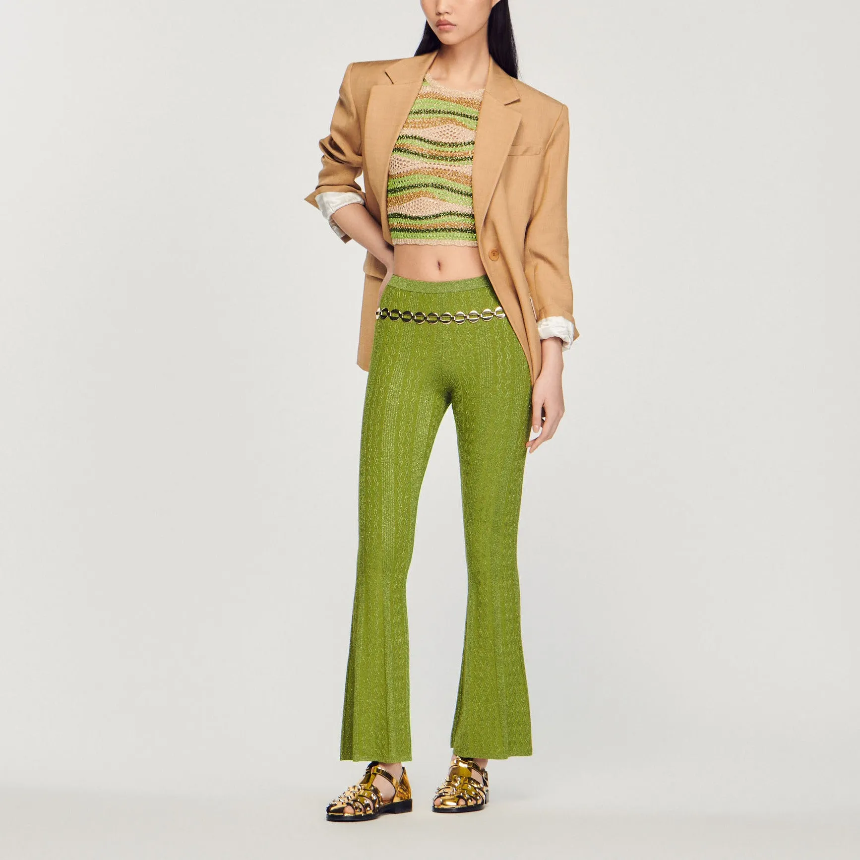 Pantalon en maille métallisée