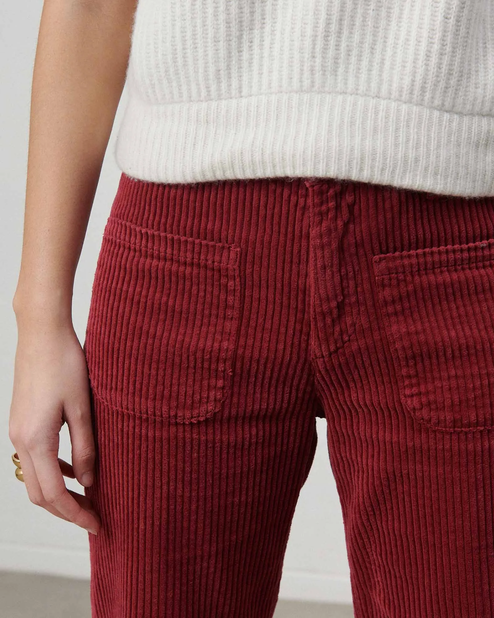 Pantalon Large Velours NINA Carmin