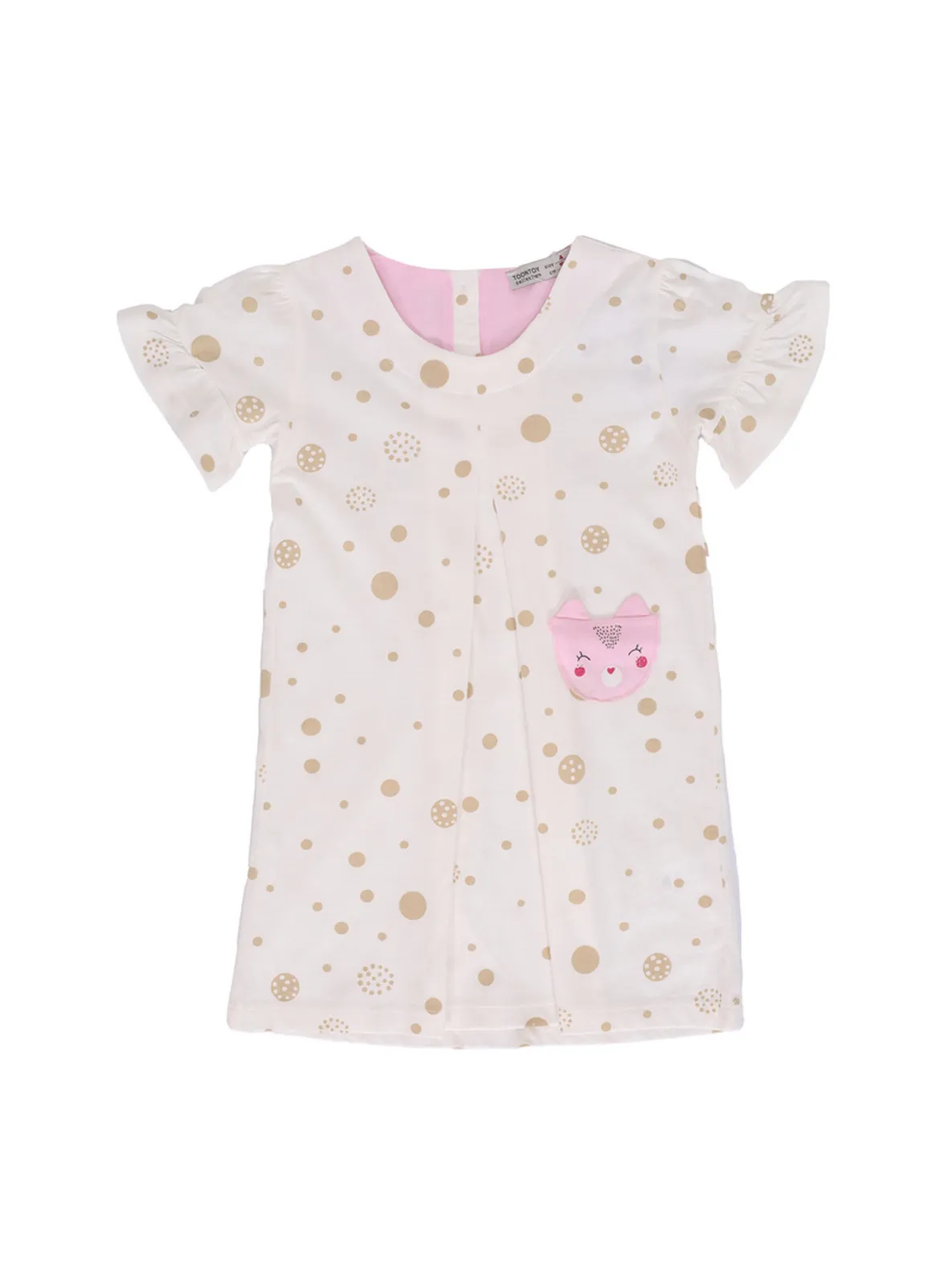 Pink - Ecru - Girls` Dress