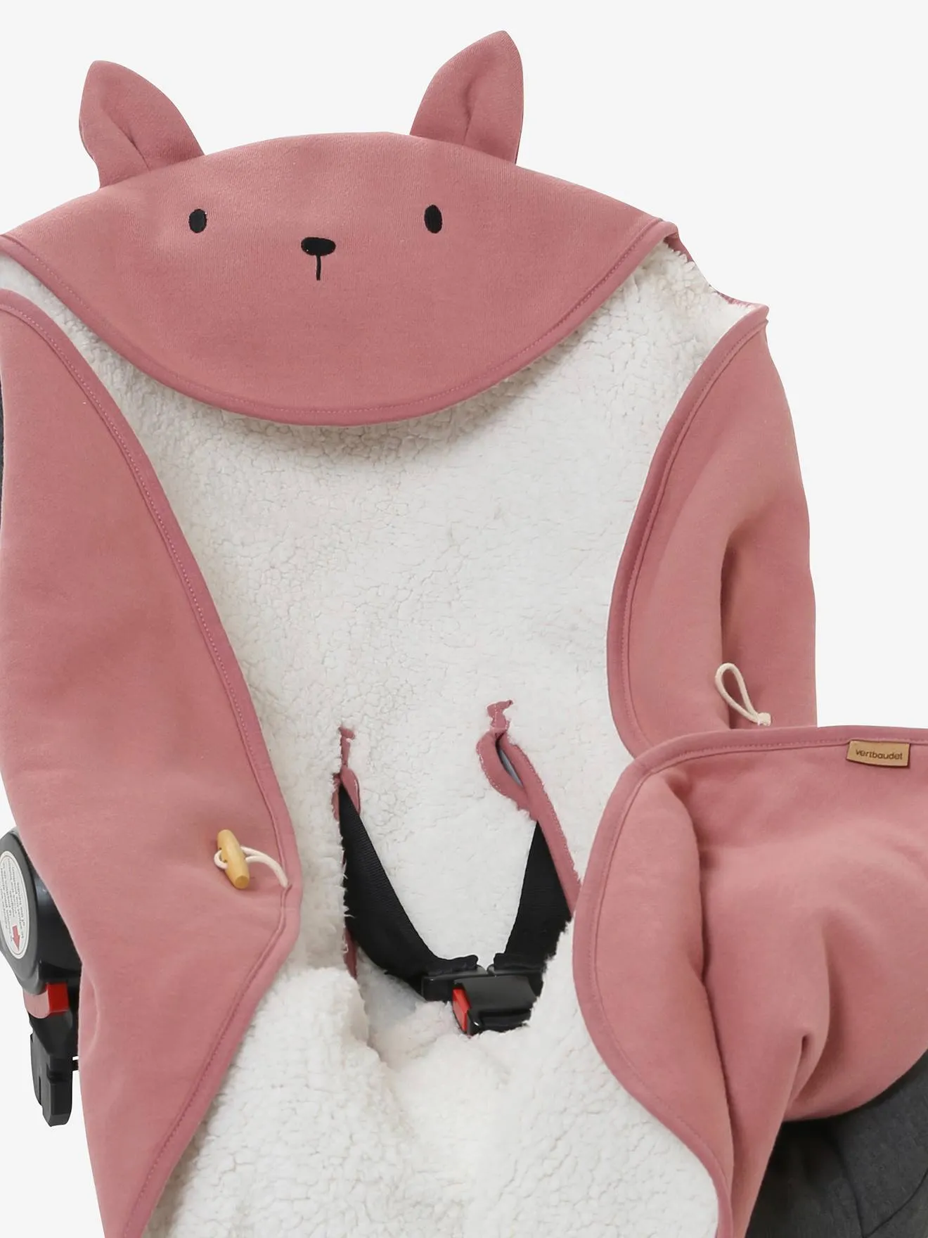 Plaid bébé à capuche en molleton, doublé peluche encre - Vertbaudet