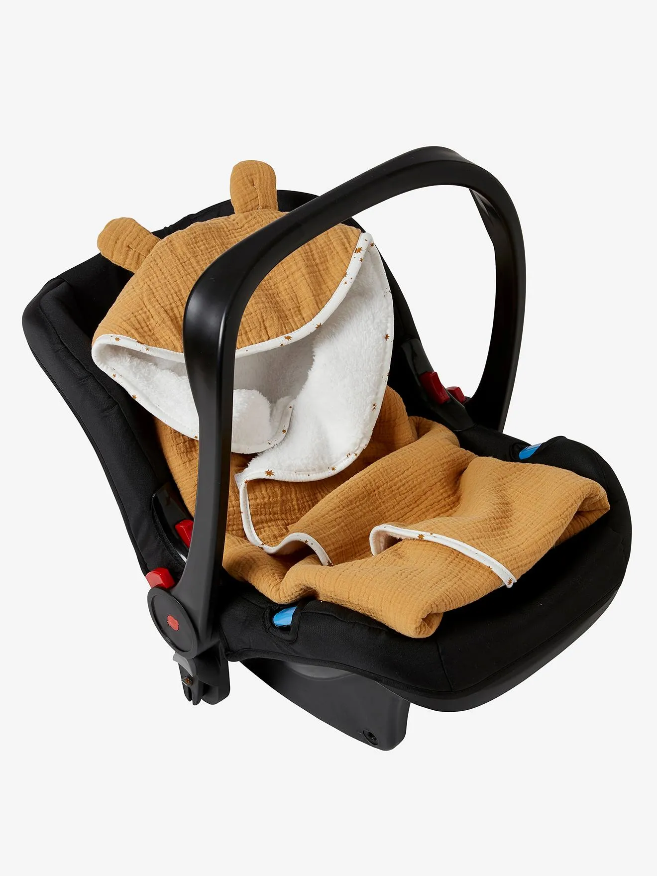 Plaid à capuche pour siège-auto coque caramel - Vertbaudet