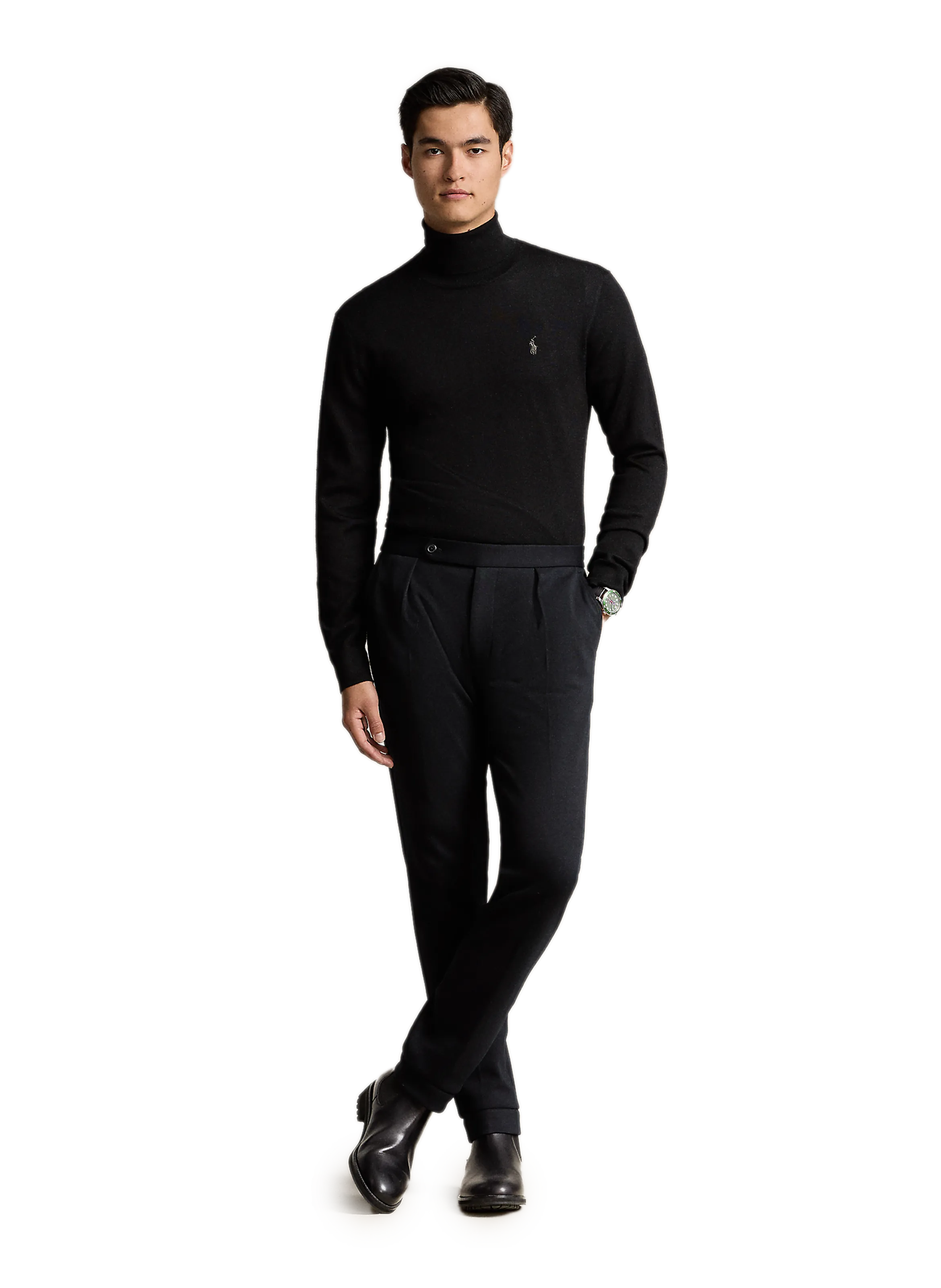 POLO RALPH LAUREN  Pull col roulé en laine - Noir
