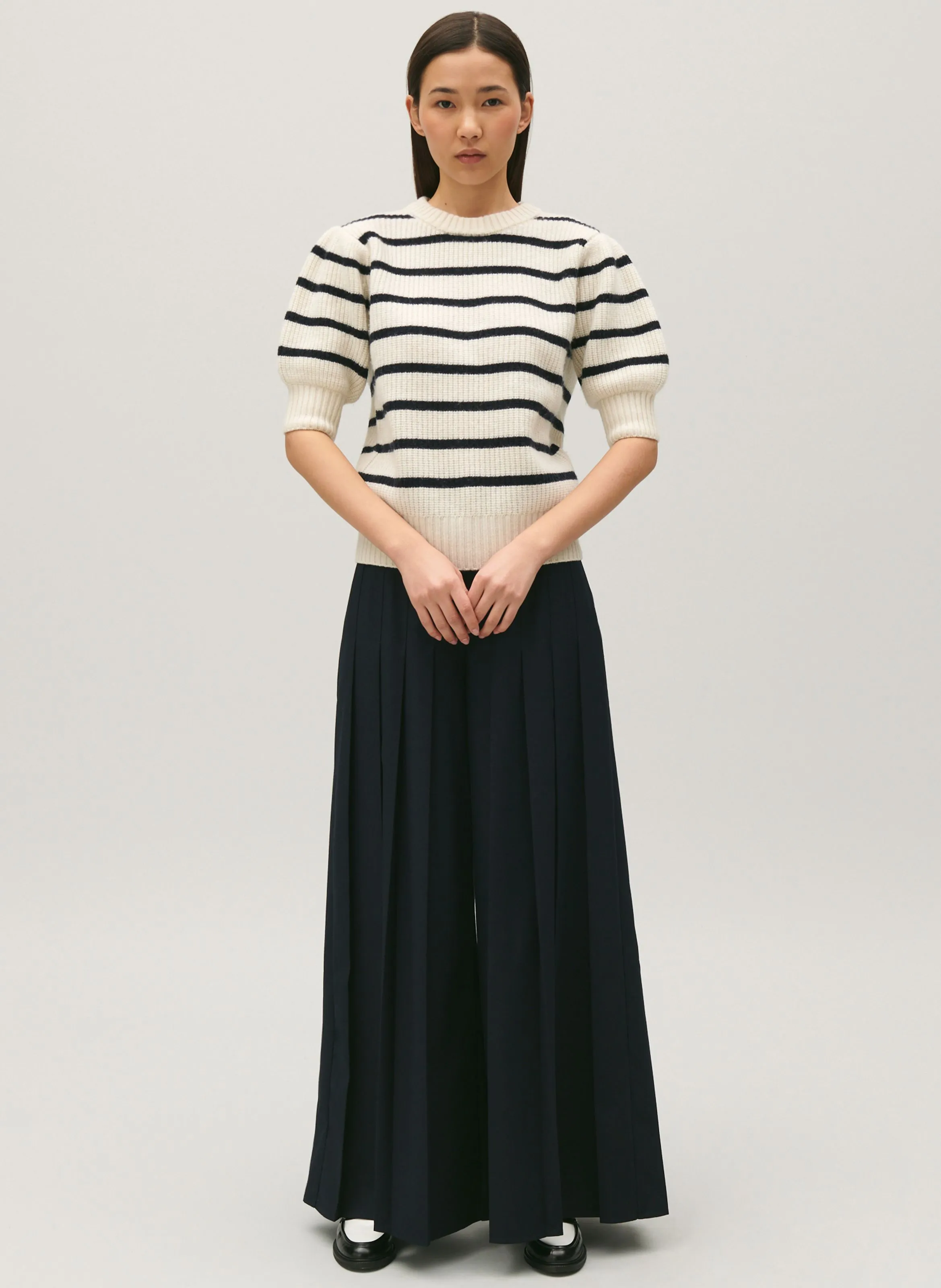 PULL COL ROND MARINIèRE EN LAINE MéLANGéE - CLAUDIE PIERLOT pour FEMME | Printemps