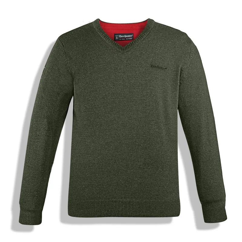 Pull de chasse en laine marron