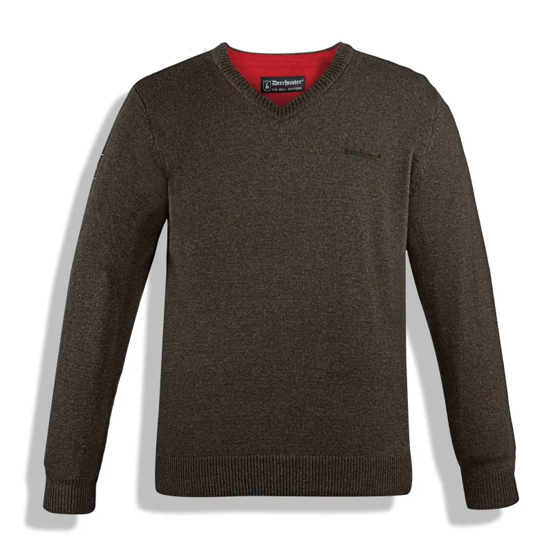 Pull de chasse en laine marron