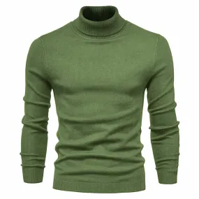 Pull Laine Col Roulé Homme Vert