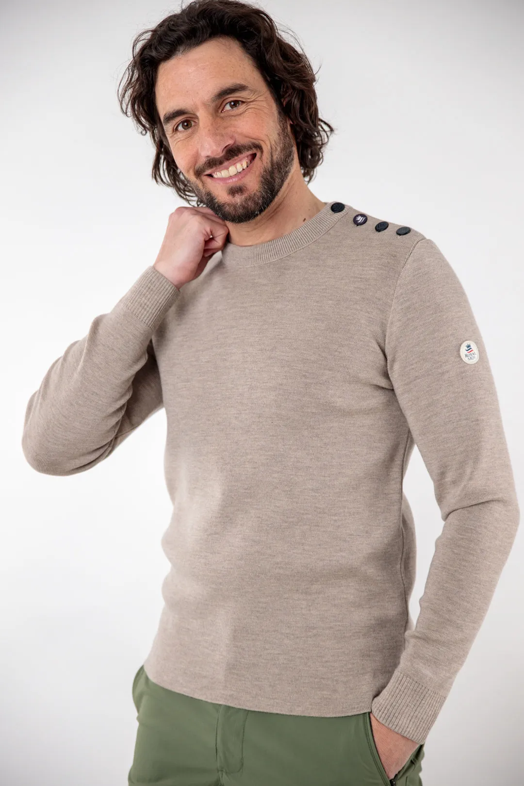 Pull marin uni laine mérinos