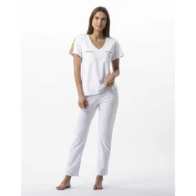 Pyjama en coton élasthanne MAJORQUE 702 blanc doré