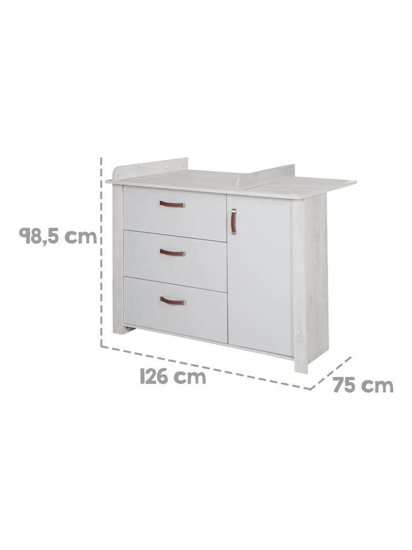 ROBA Commode à Langer "Mila" avec Plan Amovible - Fermeture Progressive - Hauteur à langer 90,5 cm - Gris clair