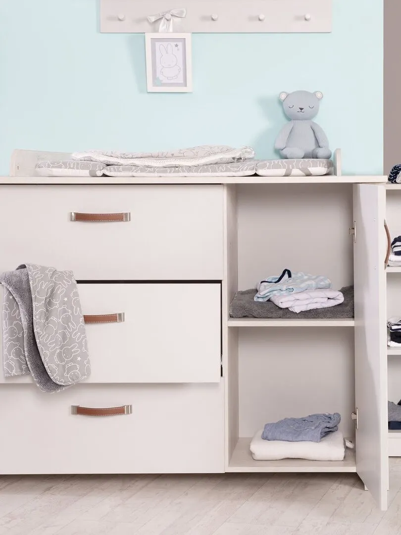 ROBA Commode à Langer "Mila" avec Plan Amovible - Fermeture Progressive - Hauteur à langer 90,5 cm - Gris clair
