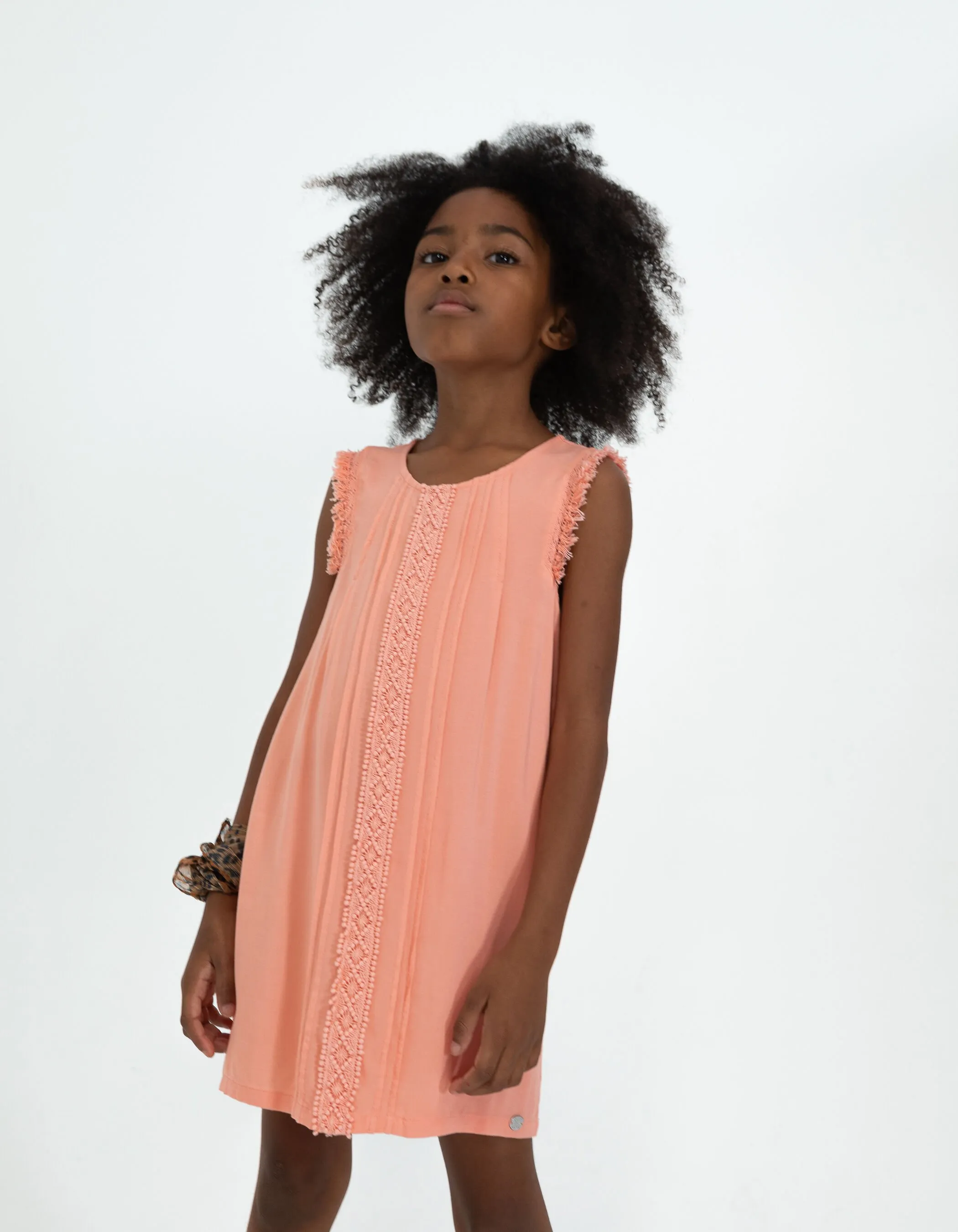 Robe pêche avec ganse dentelle fille