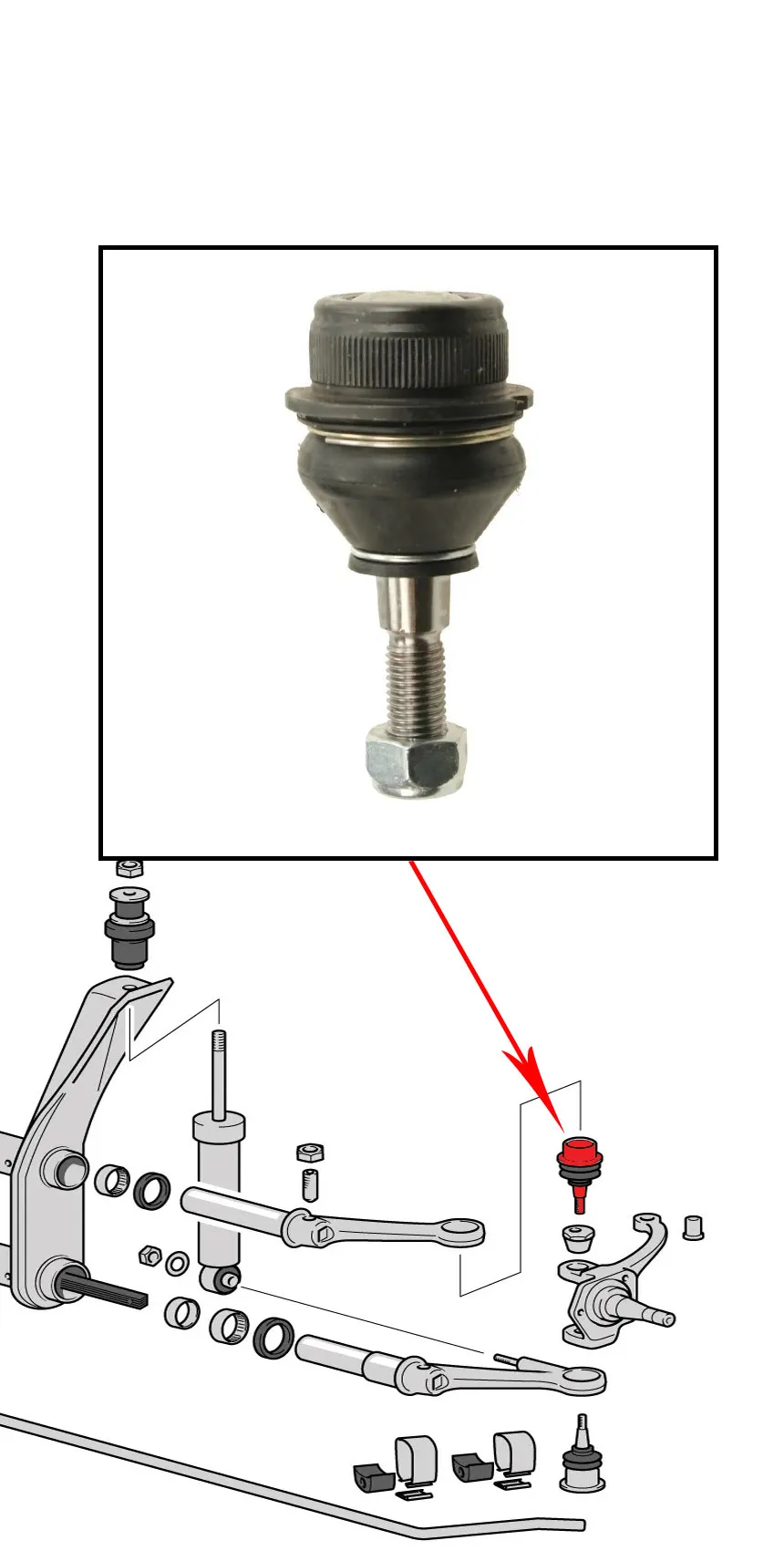 Rotule Supérieure de Suspension Allemande VW Coccinelle, Karmann Ghia après 08\/1965