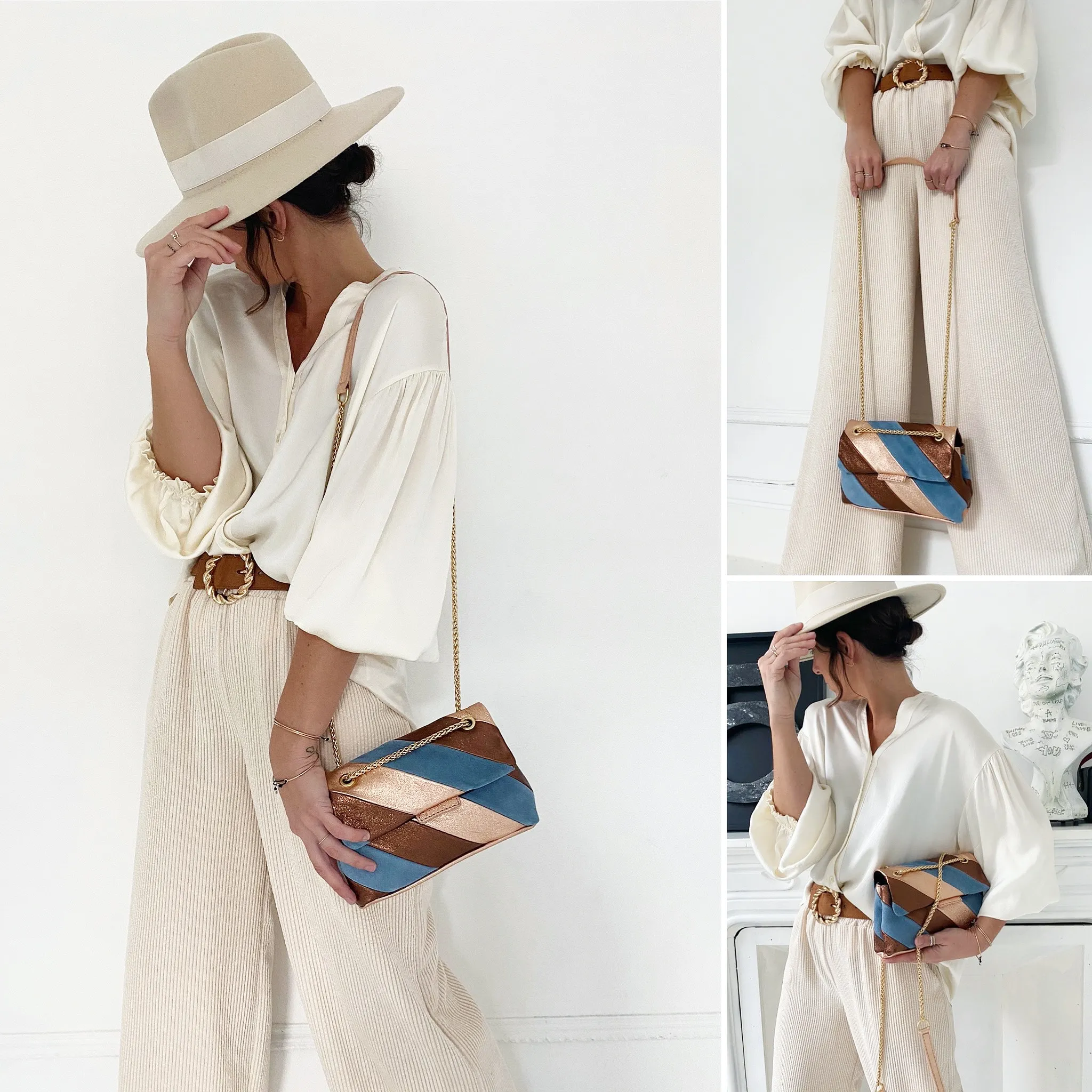 Sac en cuir tricolore