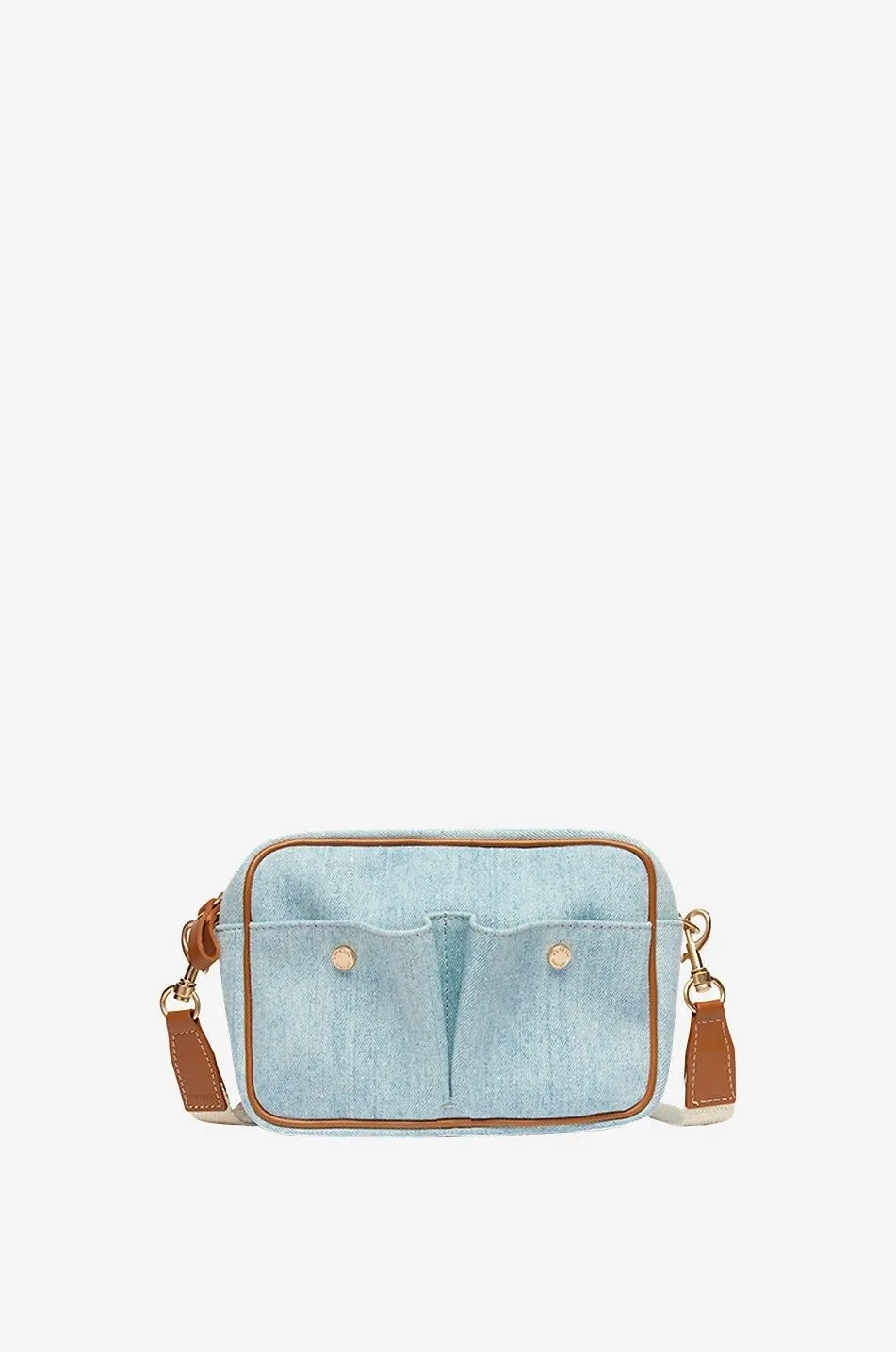 Sac porté épaule en denim délavé et cuir Camera