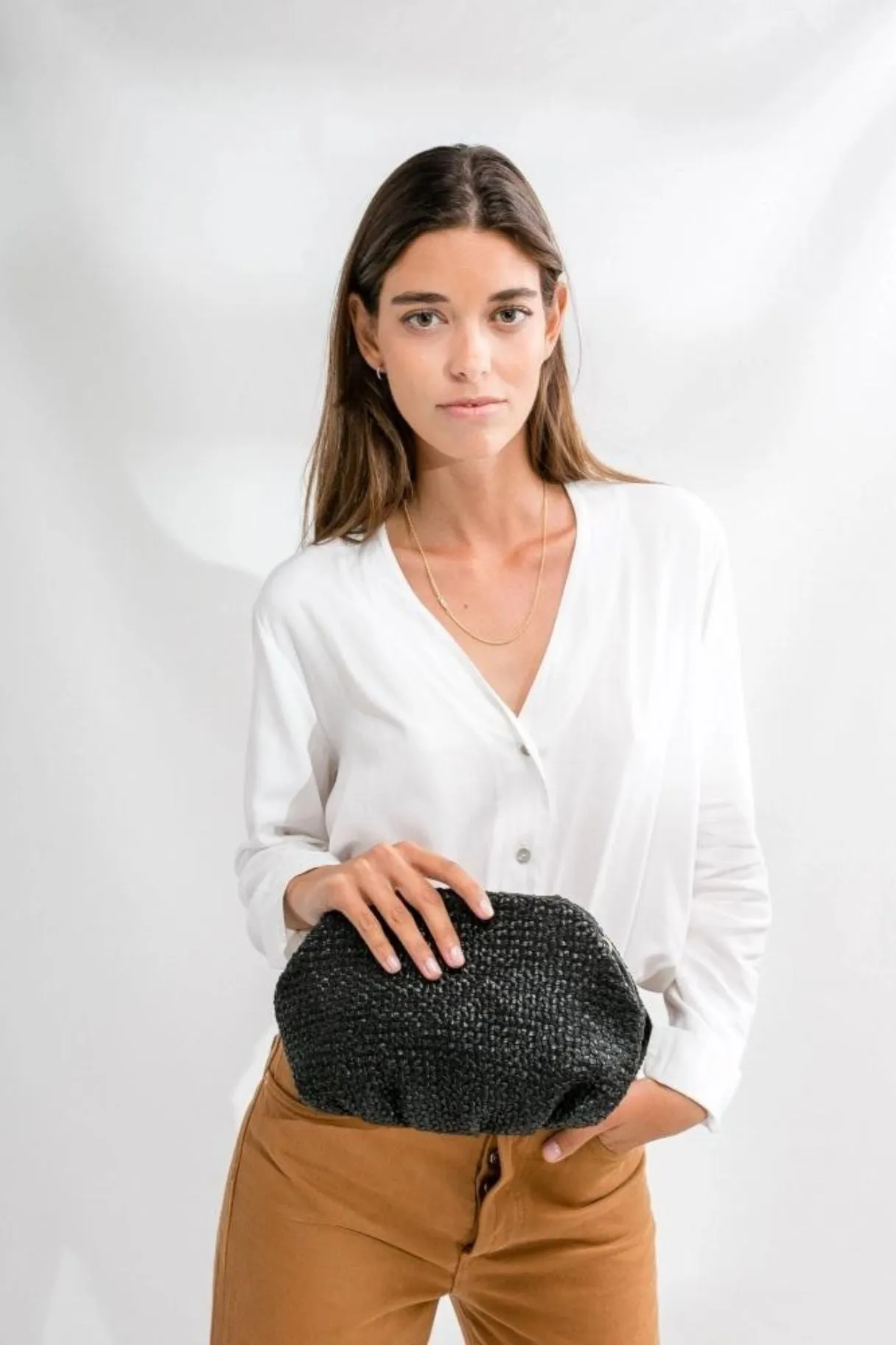 Sac à bandoulière Biba Bristow BRI2L en cuir tressé - Noir, Marron, Beige
