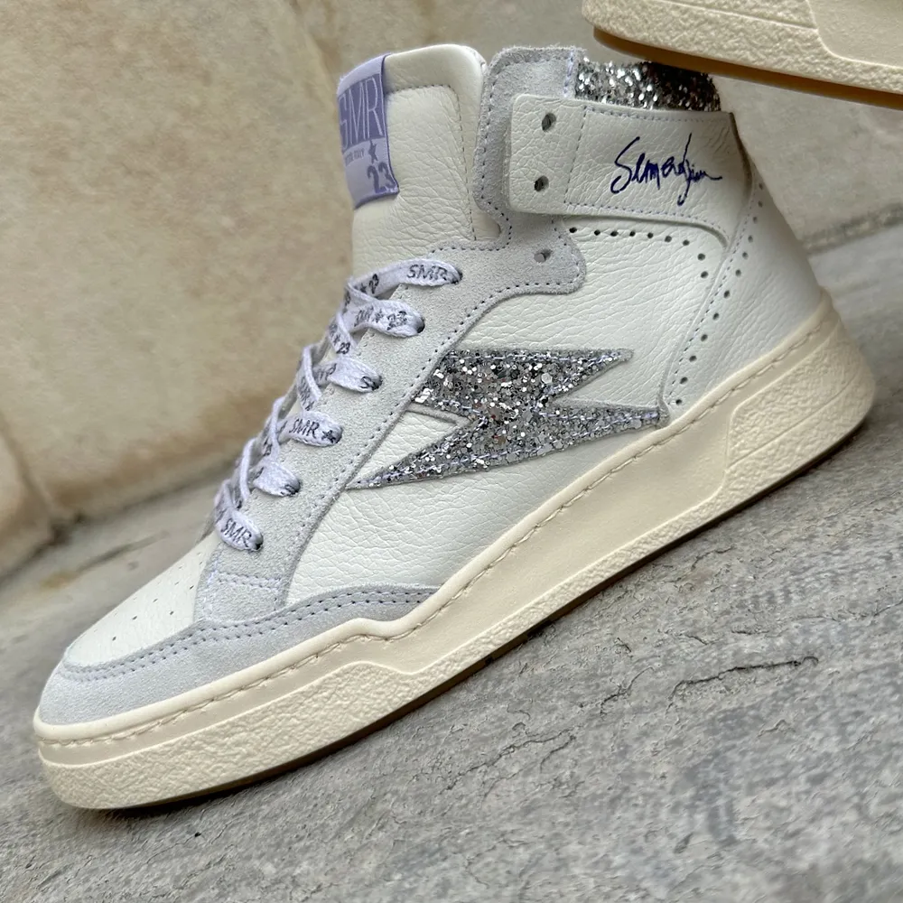 Semerdjian Braga 9491 basket montante blanc et argent.